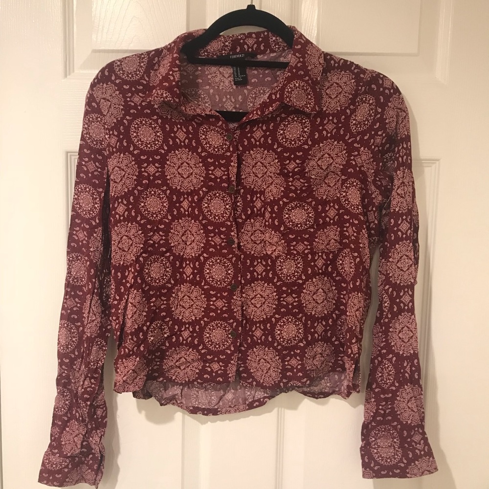 Long Sleeve Cropped Blouse
